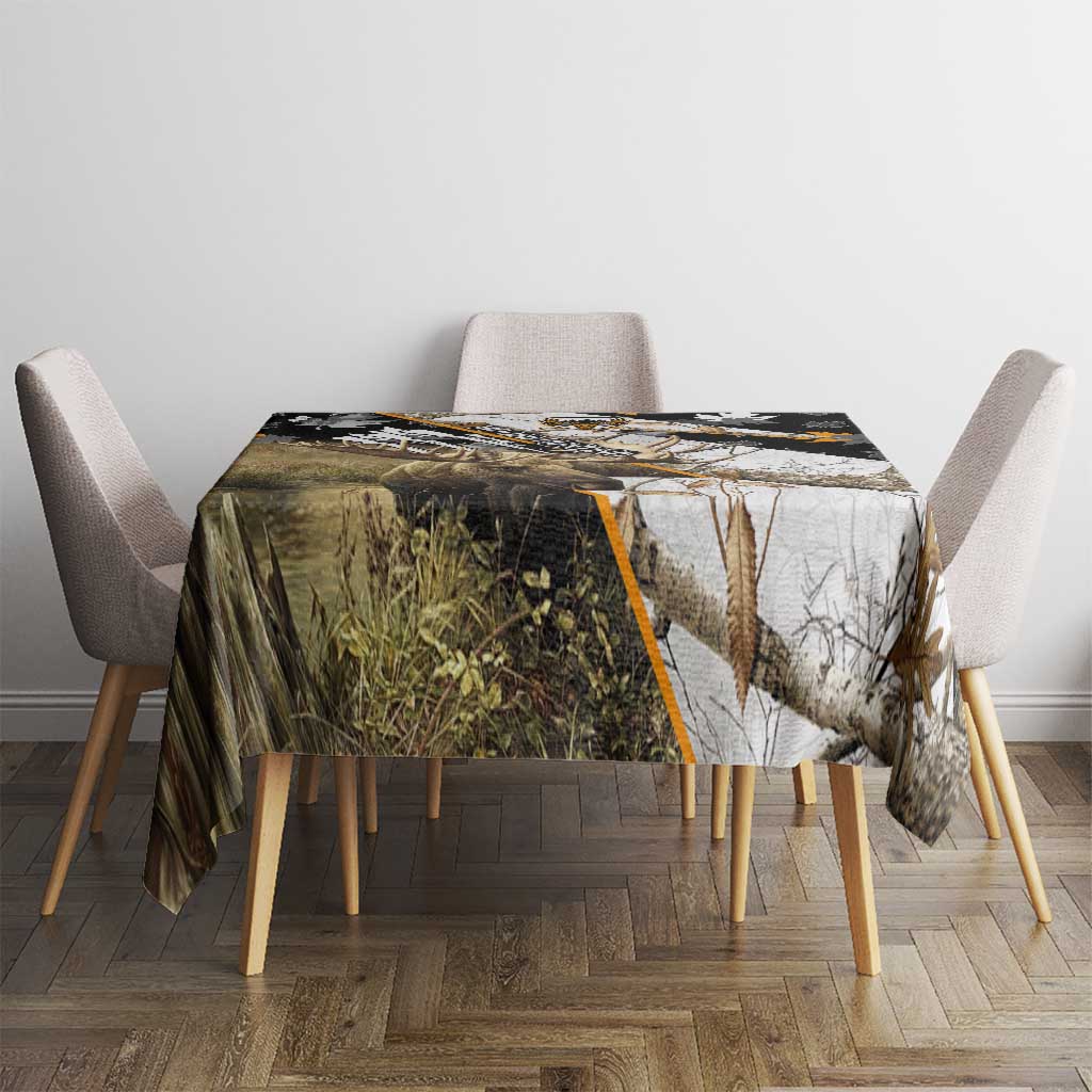 Moose Hunting Tablecloth Autumn Wilderness Adventure Camo
