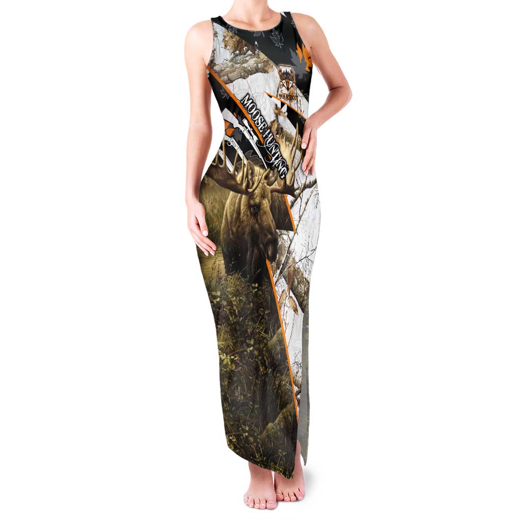 Personalized Moose Hunting Tank Maxi Dress Autumn Wilderness Adventure Camo