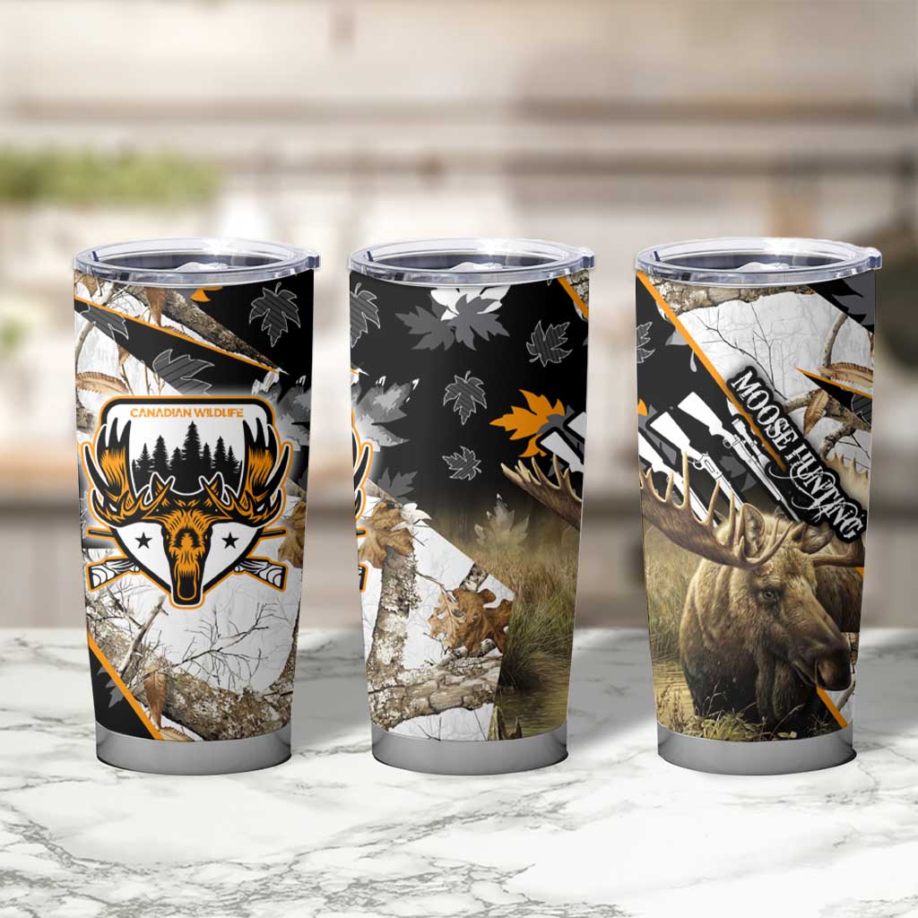 Moose Hunting Tumbler Cup Autumn Wilderness Adventure Camo
