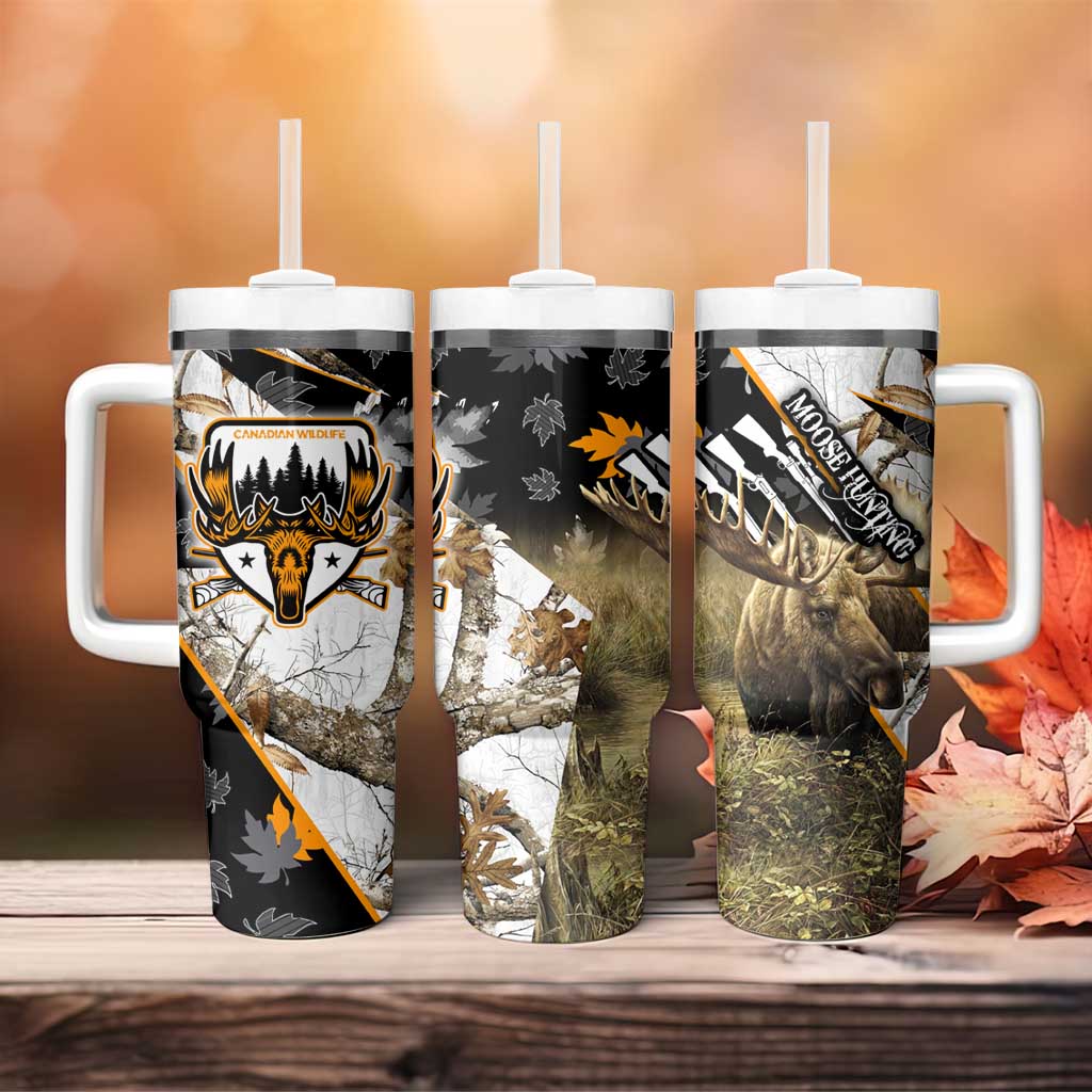 Moose Hunting Tumbler With Handle Autumn Wilderness Adventure Camo