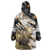 Personalized Moose Hunting Wearable Blanket Hoodie Autumn Wilderness Adventure Camo