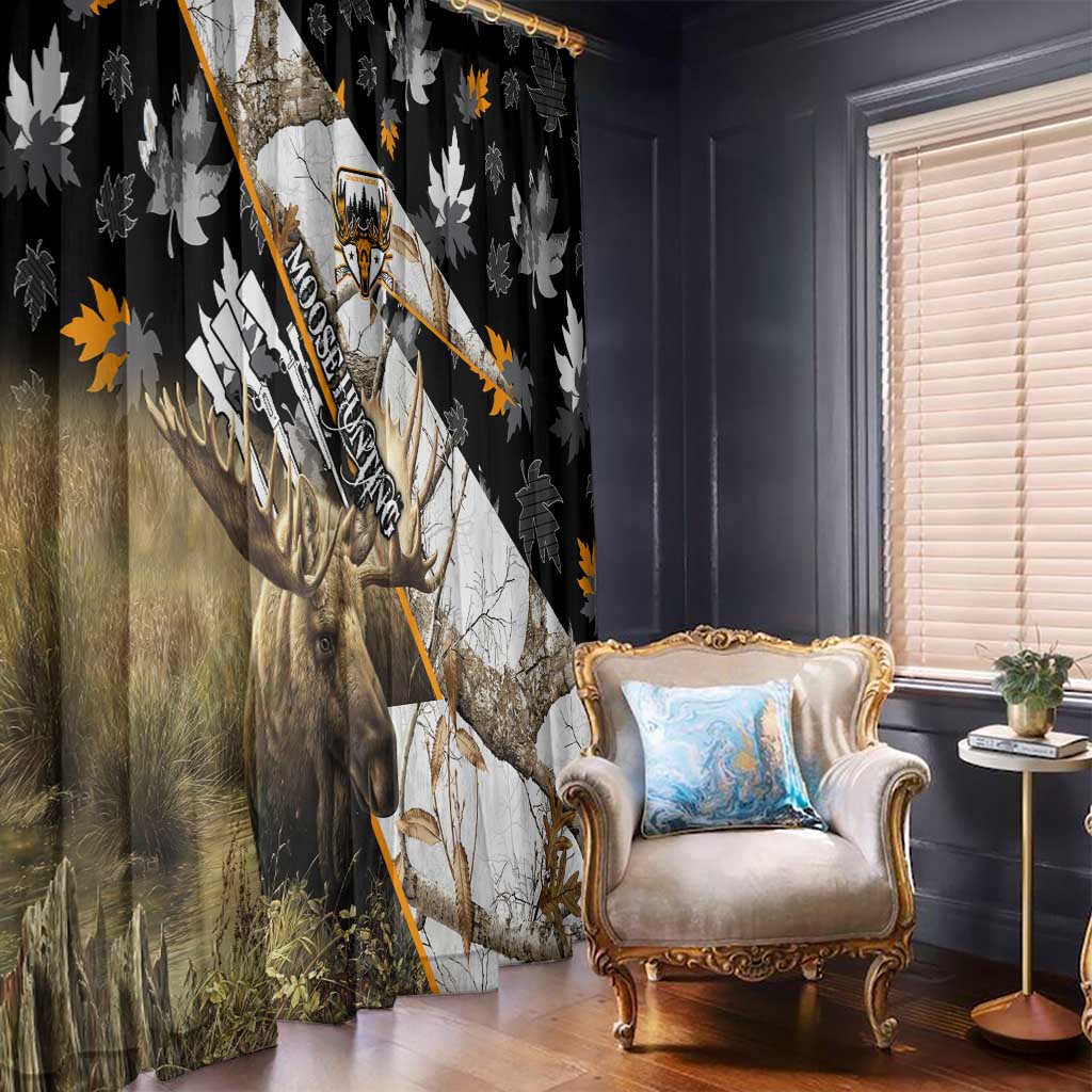 Moose Hunting Window Curtain Autumn Wilderness Adventure Camo