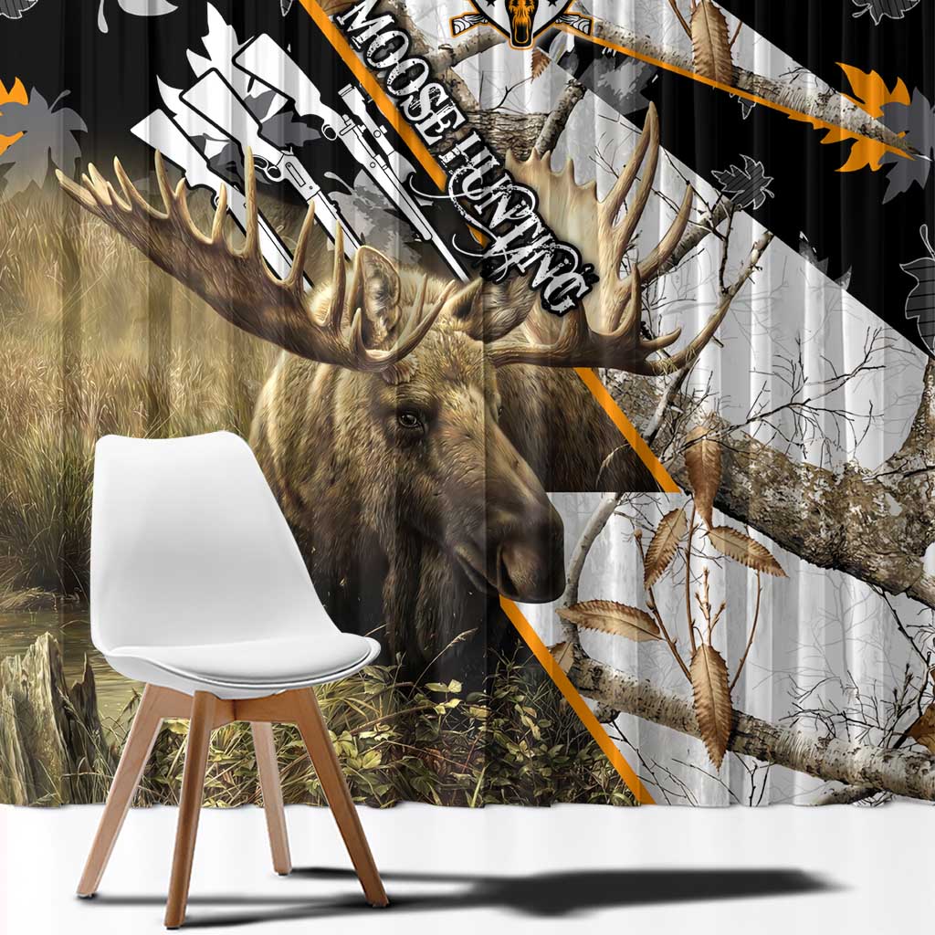 Moose Hunting Window Curtain Autumn Wilderness Adventure Camo