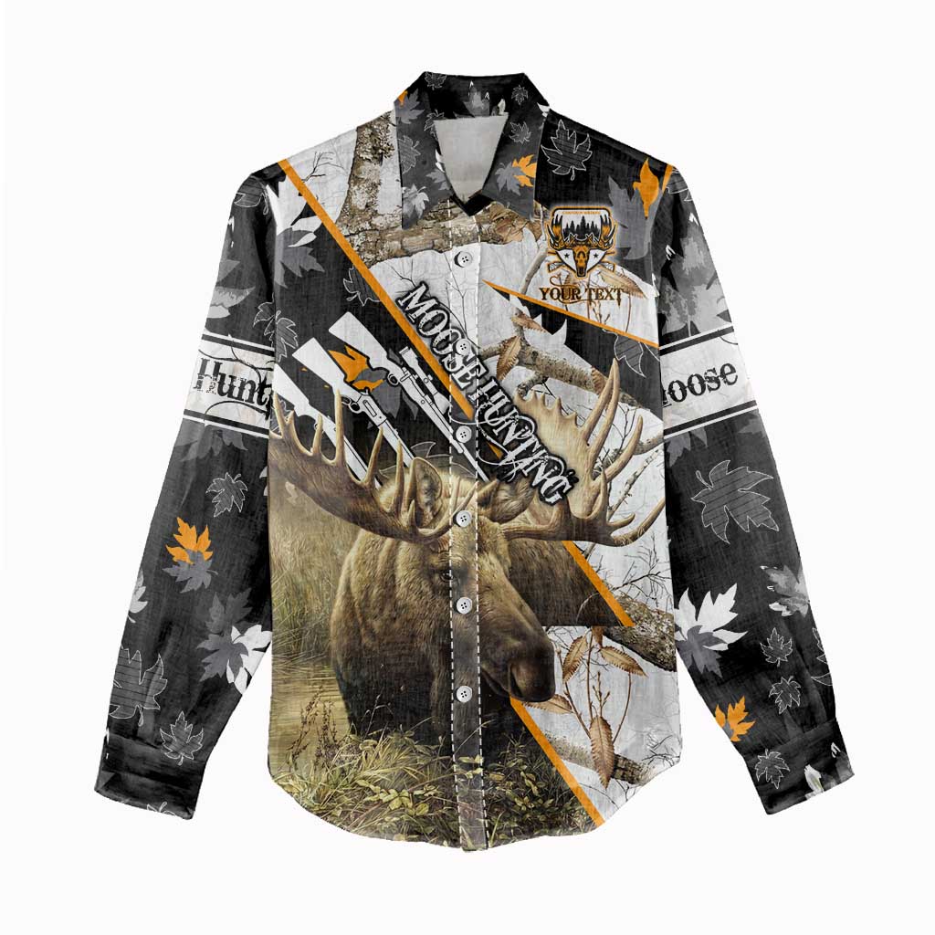 Personalized Moose Hunting Women Casual Shirt Autumn Wilderness Adventure Camo