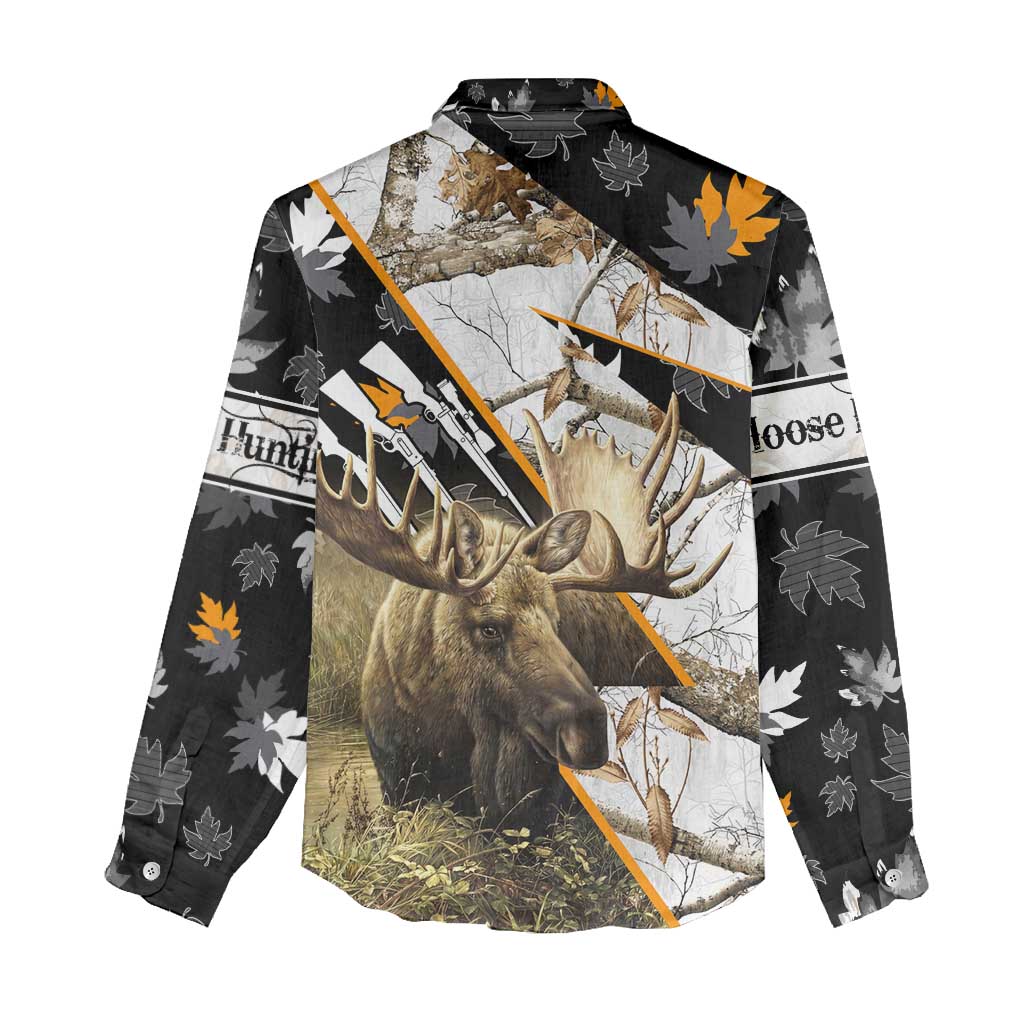 Personalized Moose Hunting Women Casual Shirt Autumn Wilderness Adventure Camo