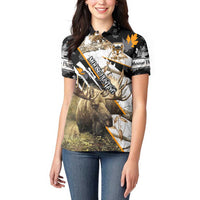 Personalized Moose Hunting Women Polo Shirt Autumn Wilderness Adventure Camo