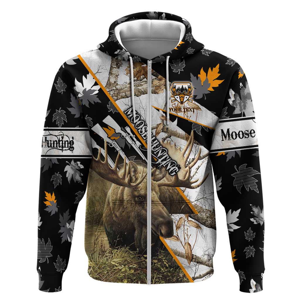 Personalized Moose Hunting Zip Hoodie Autumn Wilderness Adventure Camo