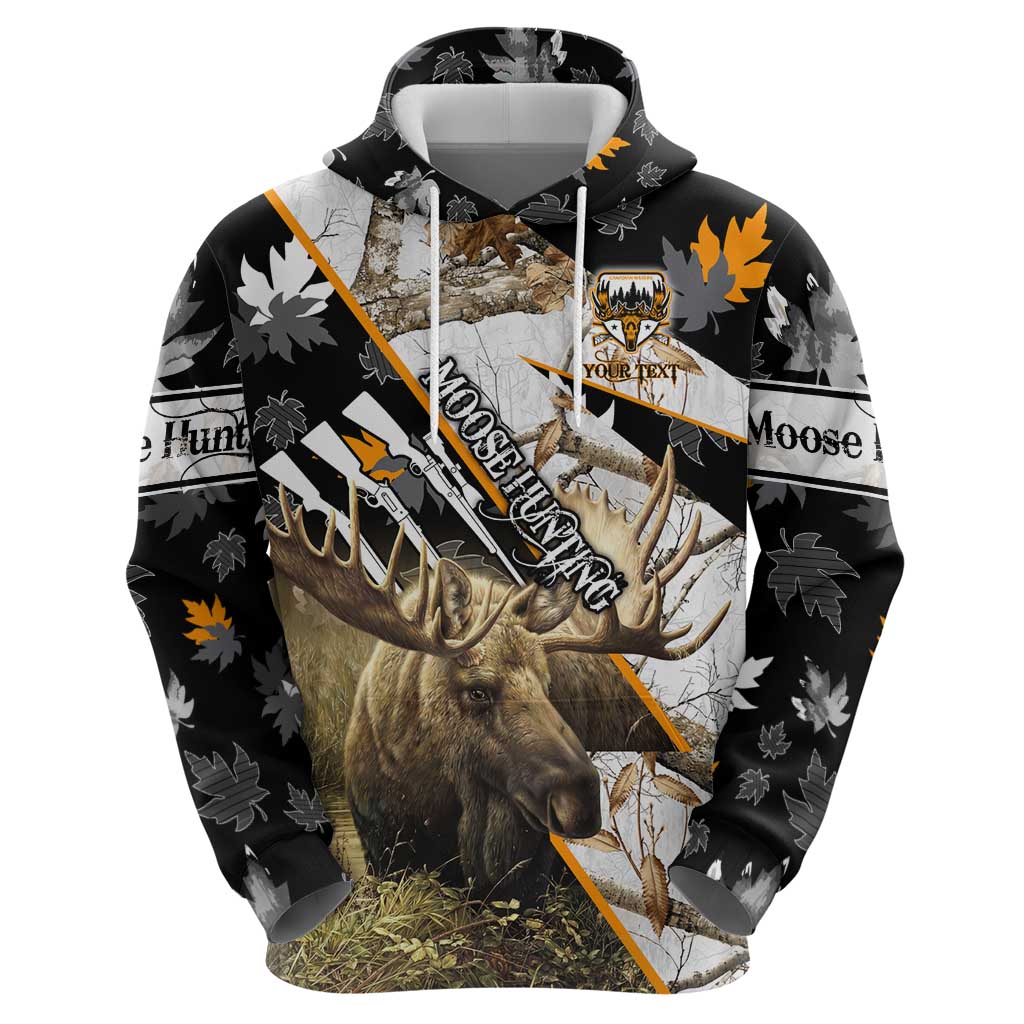 Personalized Moose Hunting Zip Hoodie Autumn Wilderness Adventure Camo