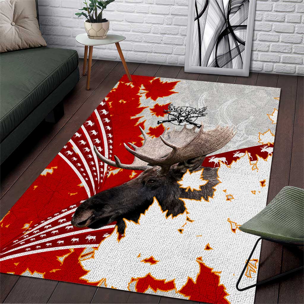 Moose Hunting Area Rug Canada Maple Leaf
