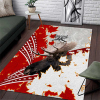 Moose Hunting Area Rug Canada Maple Leaf