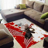 Moose Hunting Area Rug Canada Maple Leaf