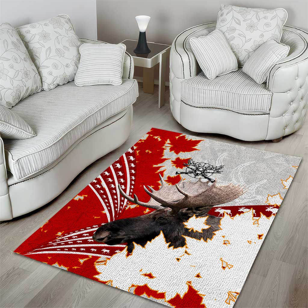 Moose Hunting Area Rug Canada Maple Leaf