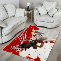 Moose Hunting Area Rug Canada Maple Leaf