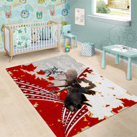 Moose Hunting Area Rug Canada Maple Leaf