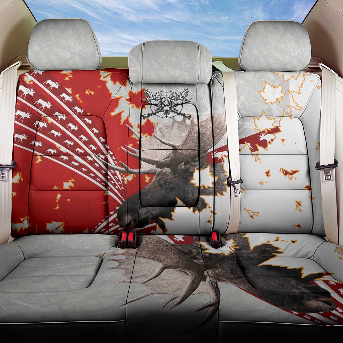 Moose Hunting Back Car Seat Cover Canada Maple Leaf