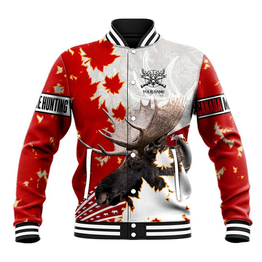 Moose Hunting Baseball Jacket Canada Maple Leaf