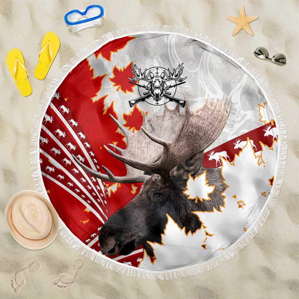Moose Hunting Beach Blanket Canada Maple Leaf