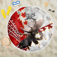 Moose Hunting Beach Blanket Canada Maple Leaf