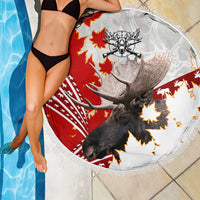 Moose Hunting Beach Blanket Canada Maple Leaf