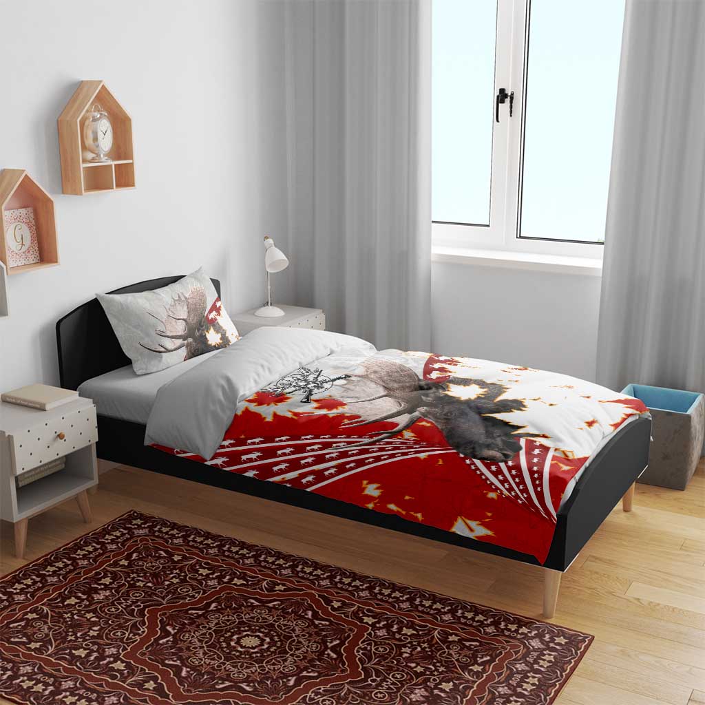 Moose Hunting Bedding Set Canada Maple Leaf