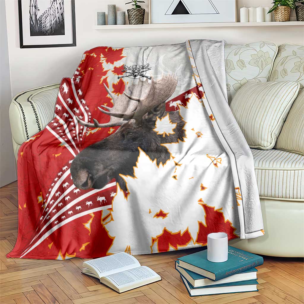 Moose Hunting Blanket Canada Maple Leaf