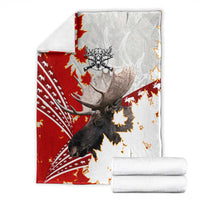 Moose Hunting Blanket Canada Maple Leaf
