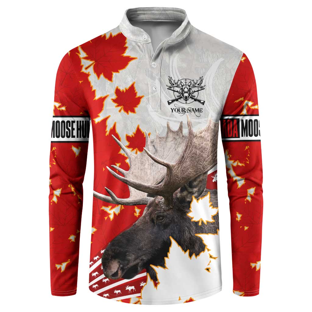 Moose Hunting Button Sweatshirt Canada Maple Leaf