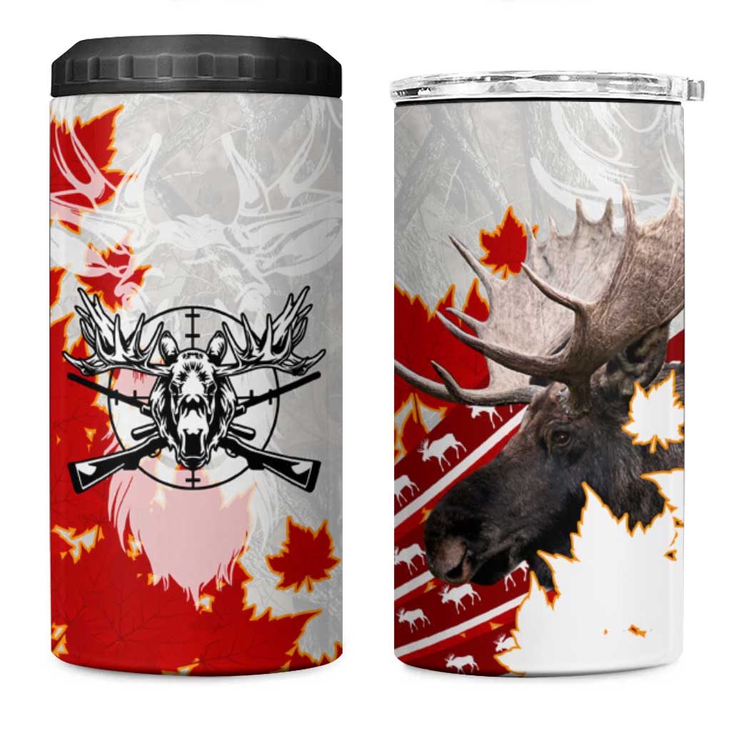 Moose Hunting 4 in 1 Can Cooler Tumbler Canada Maple Leaf