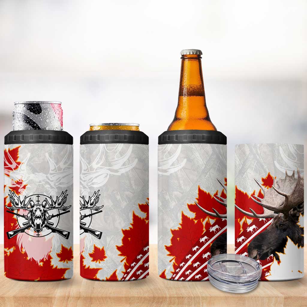 Moose Hunting 4 in 1 Can Cooler Tumbler Canada Maple Leaf