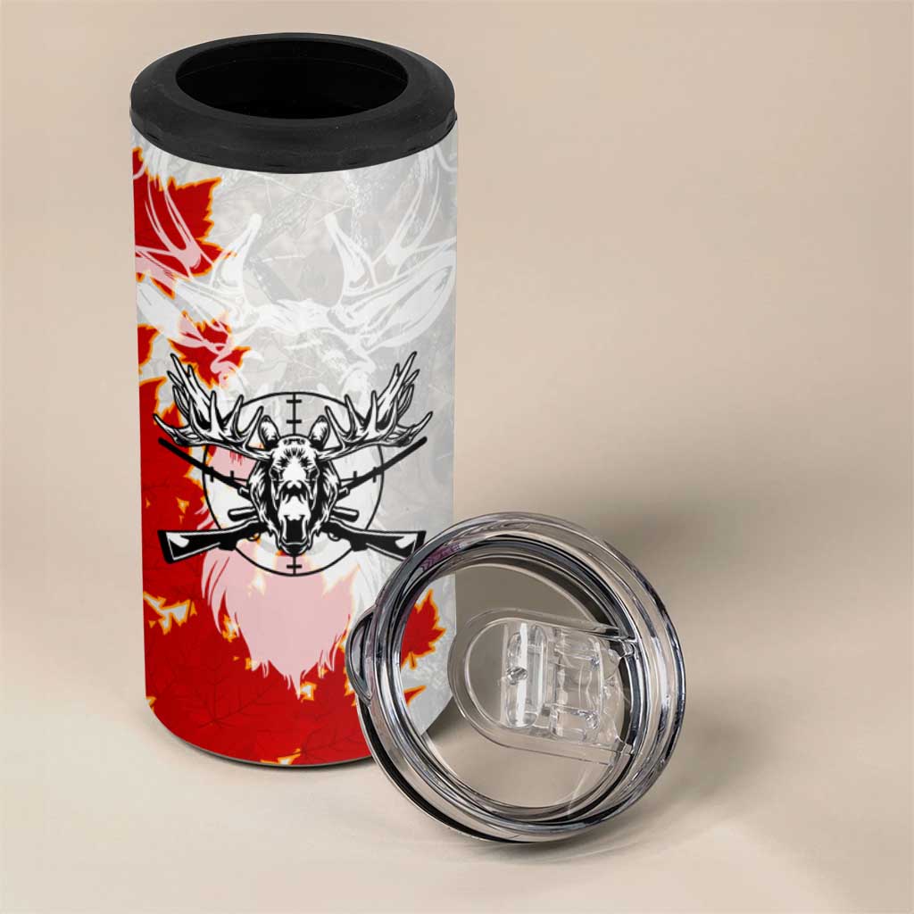 Moose Hunting 4 in 1 Can Cooler Tumbler Canada Maple Leaf
