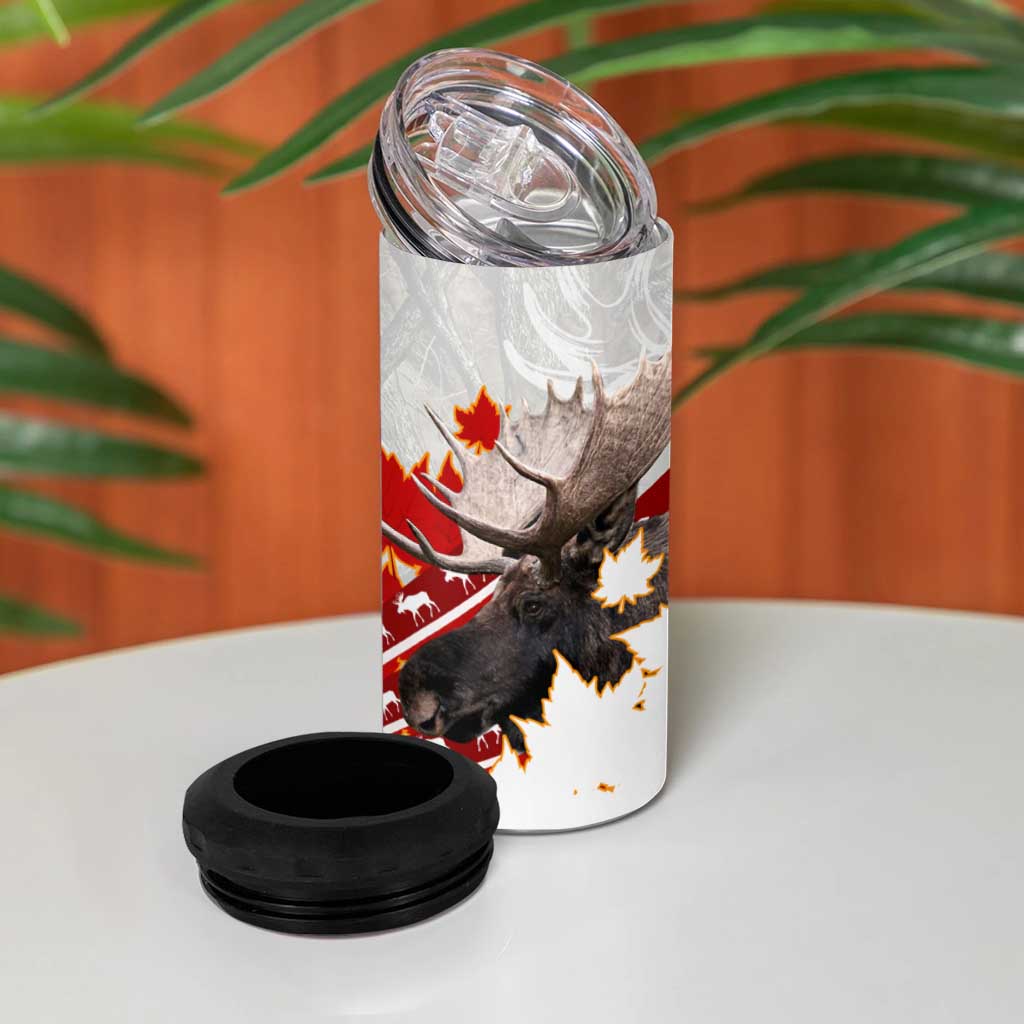 Moose Hunting 4 in 1 Can Cooler Tumbler Canada Maple Leaf
