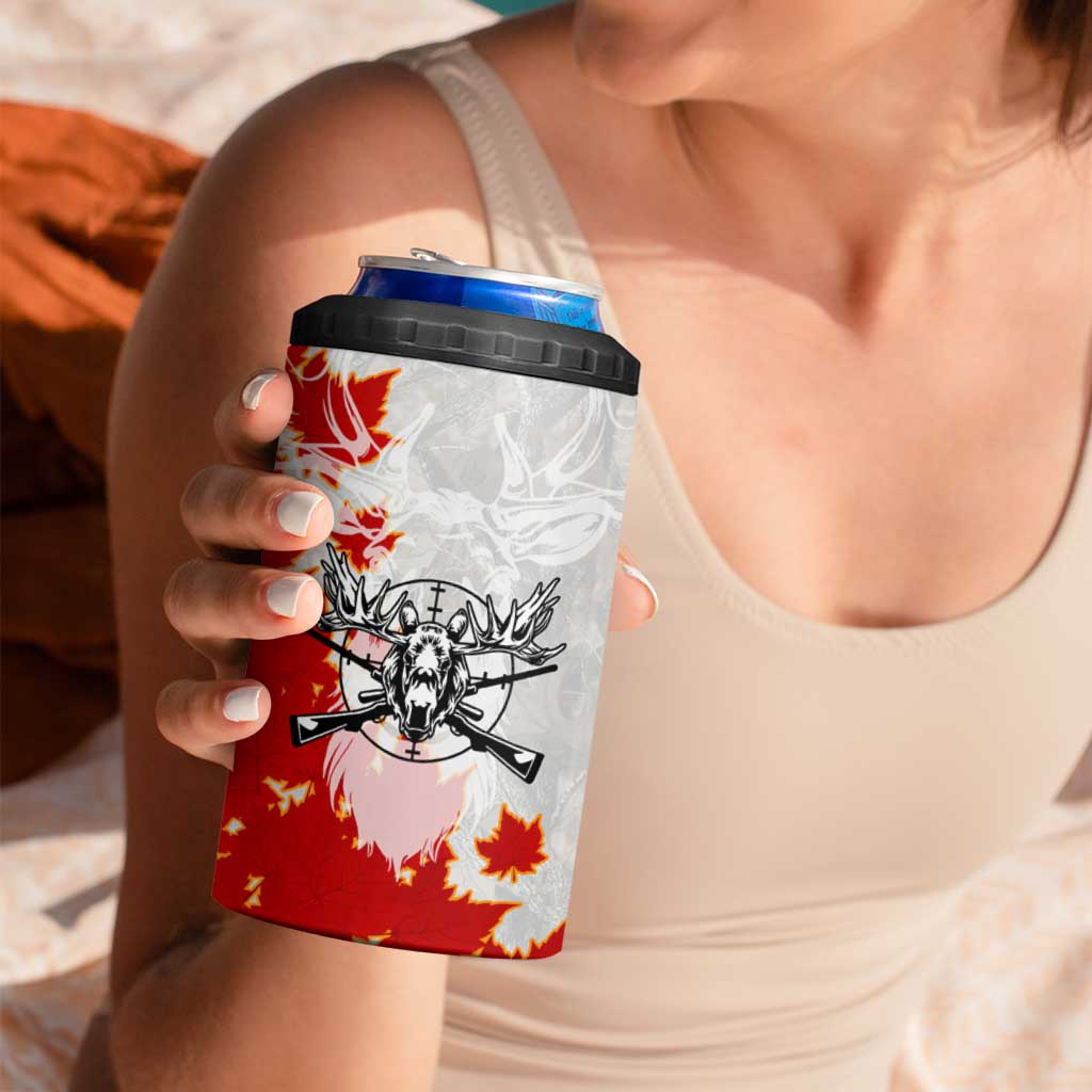 Moose Hunting 4 in 1 Can Cooler Tumbler Canada Maple Leaf