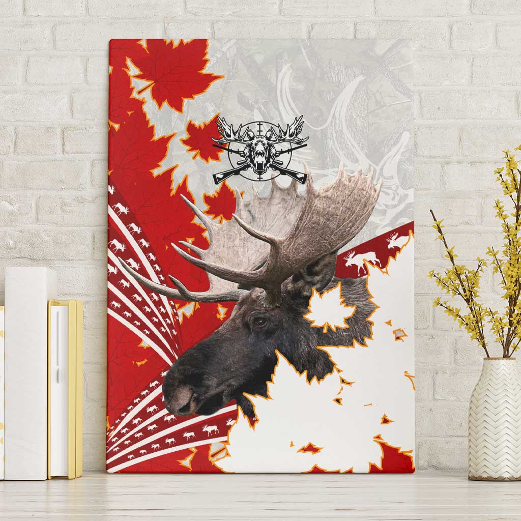 Moose Hunting Canvas Wall Art Canada Maple Leaf