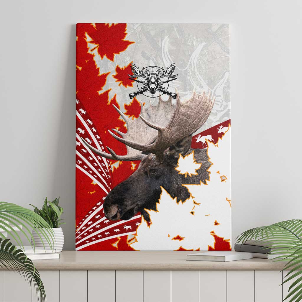 Moose Hunting Canvas Wall Art Canada Maple Leaf