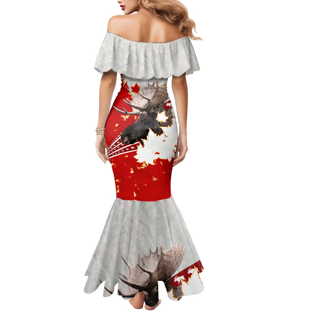 Moose Hunting Family Matching Mermaid Dress and Hawaiian Shirt Canada Maple Leaf