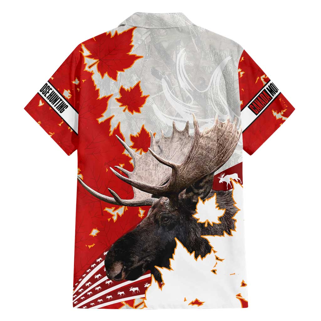 Moose Hunting Family Matching Off Shoulder Short Dress and Hawaiian Shirt Canada Maple Leaf