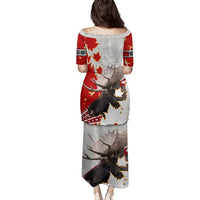 Moose Hunting Family Matching Puletasi and Hawaiian Shirt Canada Maple Leaf