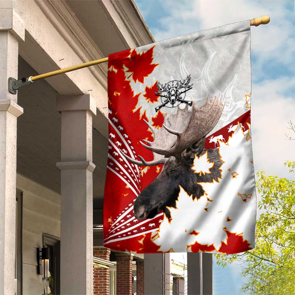 Moose Hunting Garden Flag Canada Maple Leaf