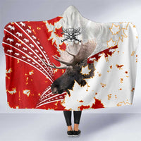 Moose Hunting Hooded Blanket Canada Maple Leaf