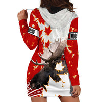 Moose Hunting Hoodie Dress Canada Maple Leaf