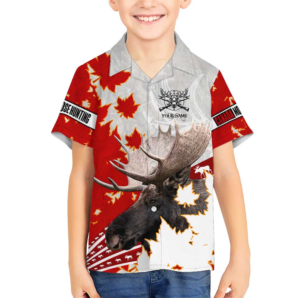 Moose Hunting Kid Hawaiian Shirt Canada Maple Leaf