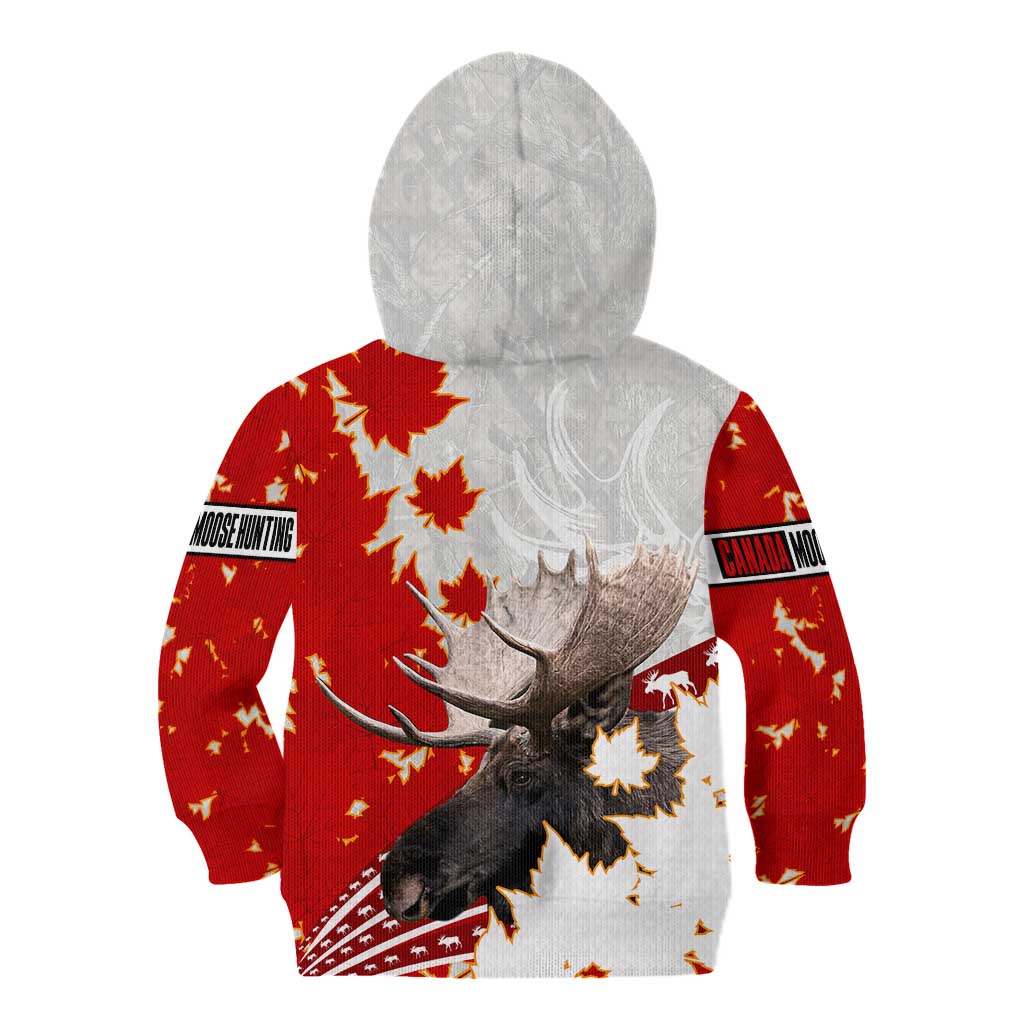 Moose Hunting Kid Hoodie Canada Maple Leaf