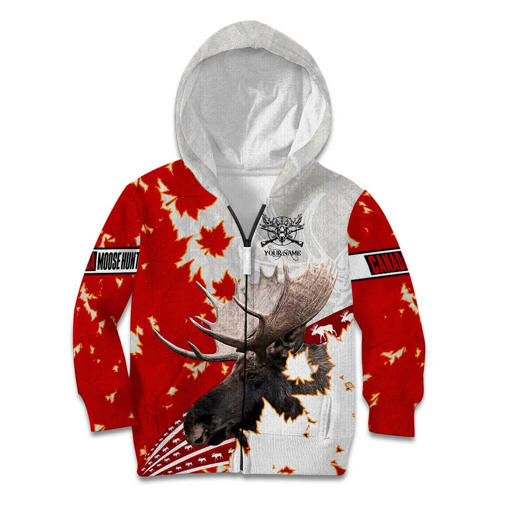 Moose Hunting Kid Hoodie Canada Maple Leaf