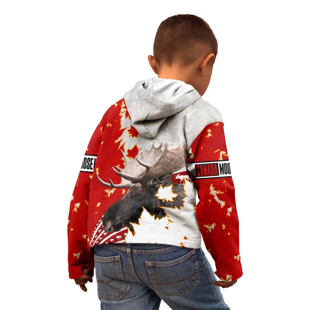 Moose Hunting Kid Hoodie Canada Maple Leaf