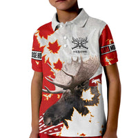 Moose Hunting Kid Polo Shirt Canada Maple Leaf