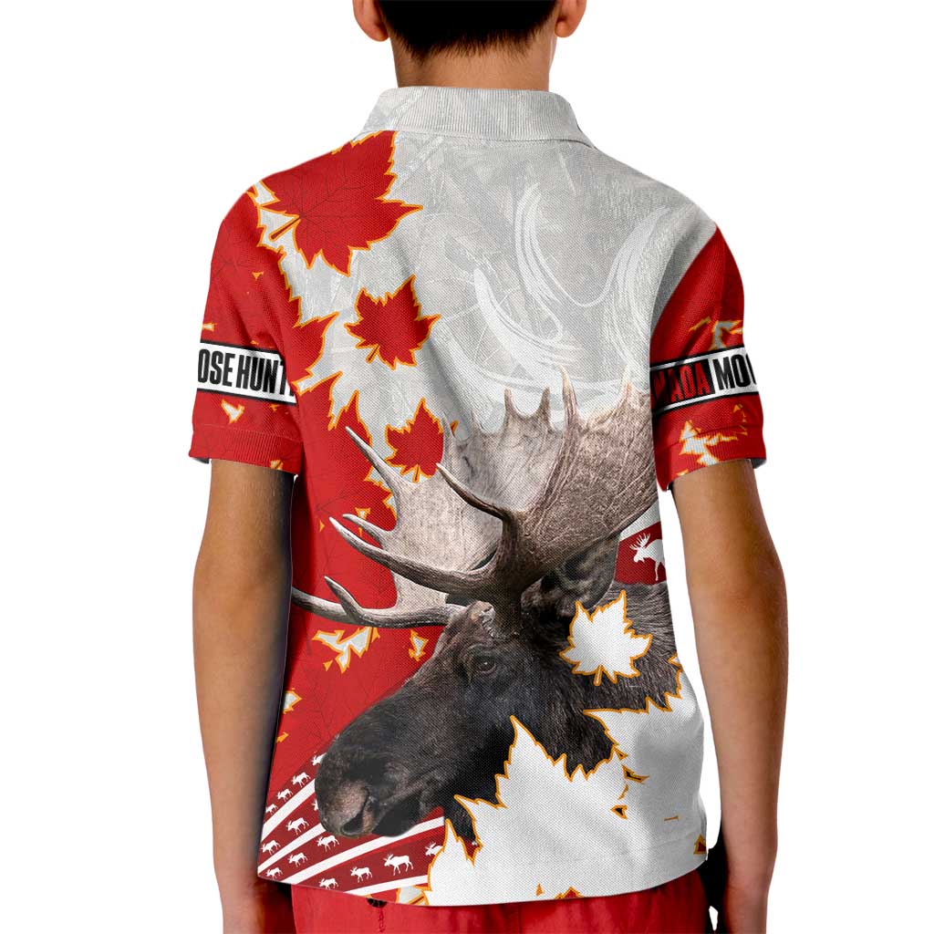 Moose Hunting Kid Polo Shirt Canada Maple Leaf