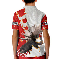 Moose Hunting Kid Polo Shirt Canada Maple Leaf