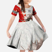 Moose Hunting Kid Short Sleeve Dress Canada Maple Leaf