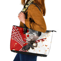 Moose Hunting Leather Tote Bag Canada Maple Leaf