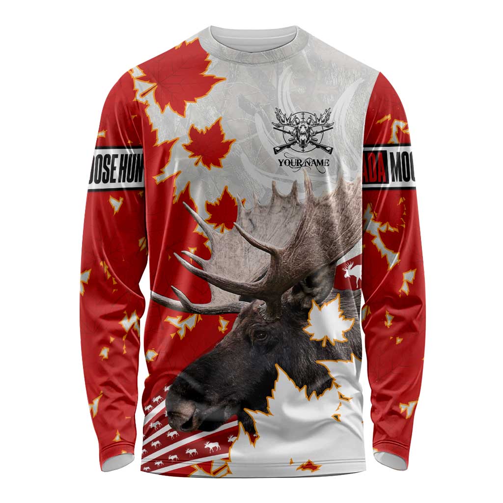Moose Hunting Long Sleeve Shirt Canada Maple Leaf